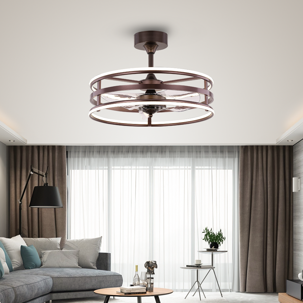 BL-19007 22" 3 blades PC Coffee Switch Modern Led Ceiling Fan For Home Office