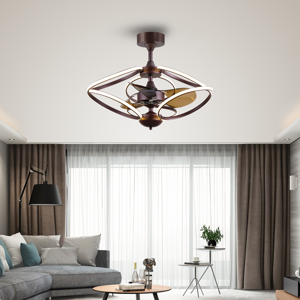 BL-19009 22" 3 Pcs Pc Coffee Remote Control Ceiling Fan With Light For Kids