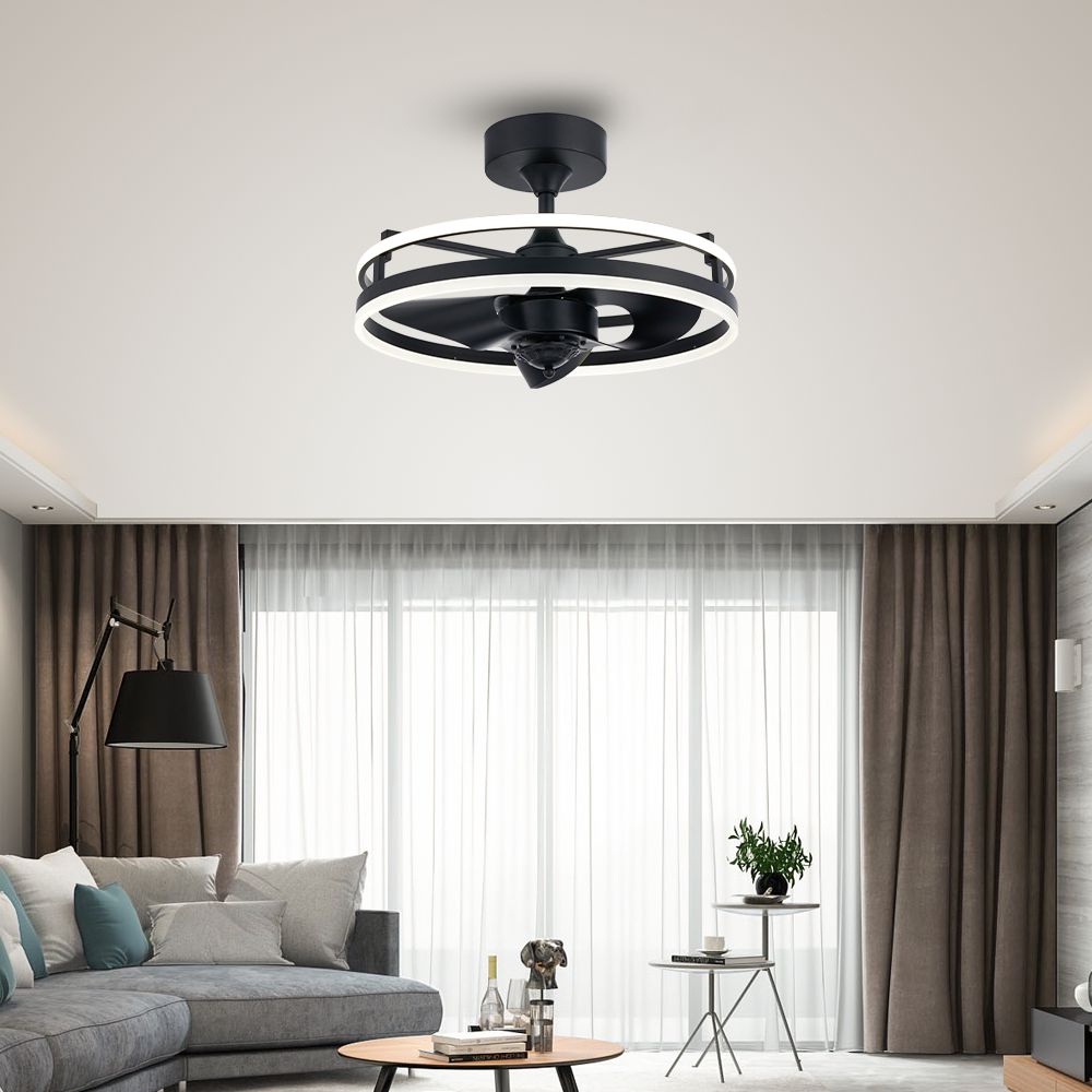 BL-19022 22" 3 Pcs Pc Black Remote Control Villa 110V Modern Ceiling Fan With Led Light