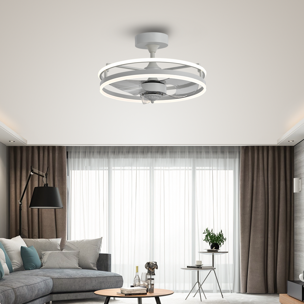 BL-19022 22" 3 Pcs Pc Sand Nickel Remote Control Villa 110V Modern Ceiling Fan With Led Light