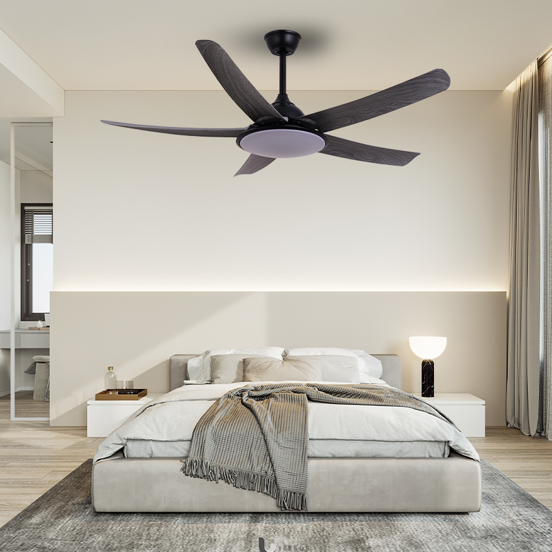 BL-2502 54" 5 Pcs Abs Black Remote Control Ceiling Chandelier With Fan