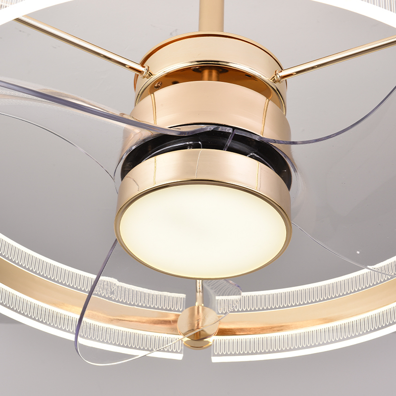 BL-7043 3 pcs ABS Gold round led dimmable ceiling lighting fan