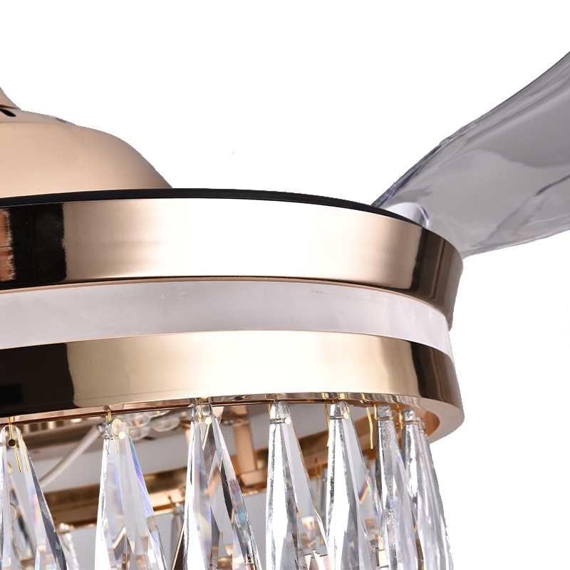 BL-3024 42"/48" 4 Pcs Pc Slient Design Gold Retractable Ceiling Fan With Light