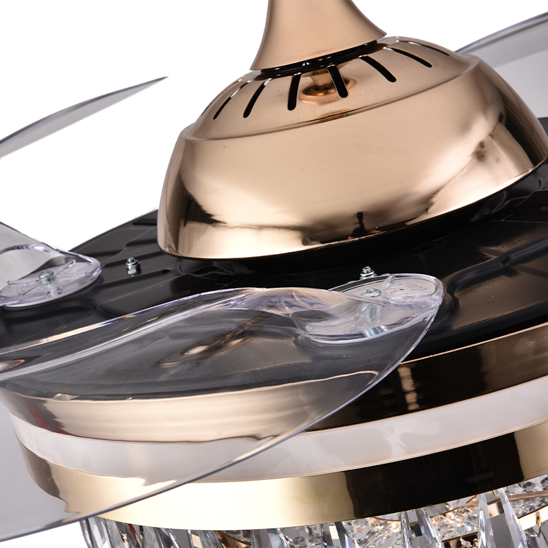 BL-3024 42"/48" 4 Pcs Pc Slient Design Gold Retractable Ceiling Fan With Light