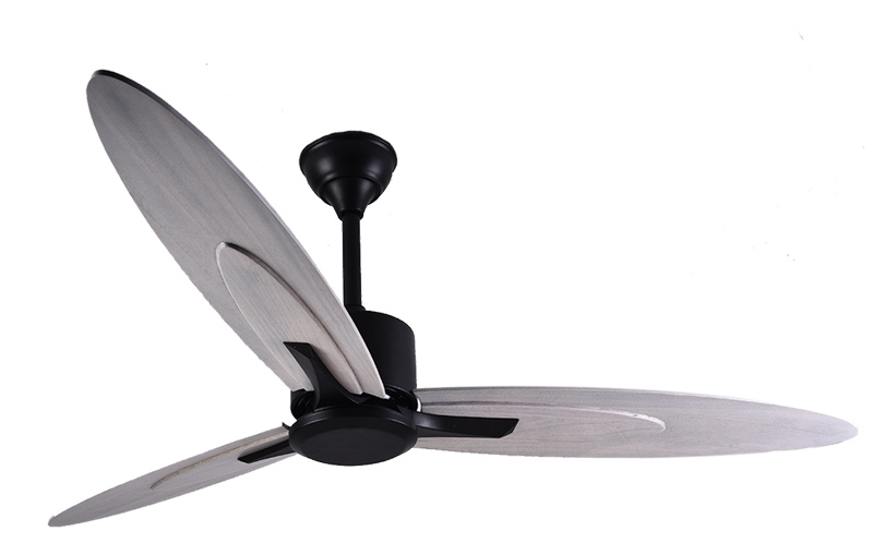 BL-3007 52" 3 Pcs Solid Wood Black Modern Remote Control Ceiling Fan