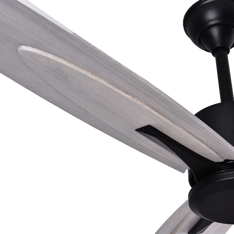 BL-3007 52" 3 Pcs Solid Wood Black Modern Remote Control Ceiling Fan