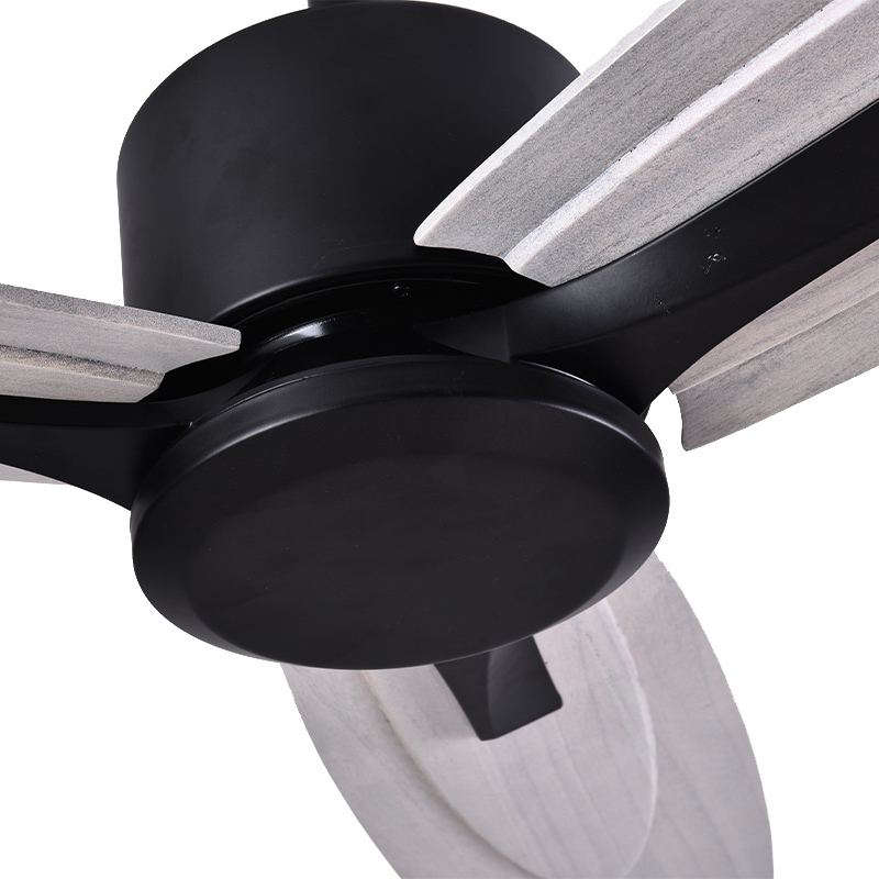 BL-3007 52" 3 Pcs Solid Wood Black Modern Remote Control Ceiling Fan