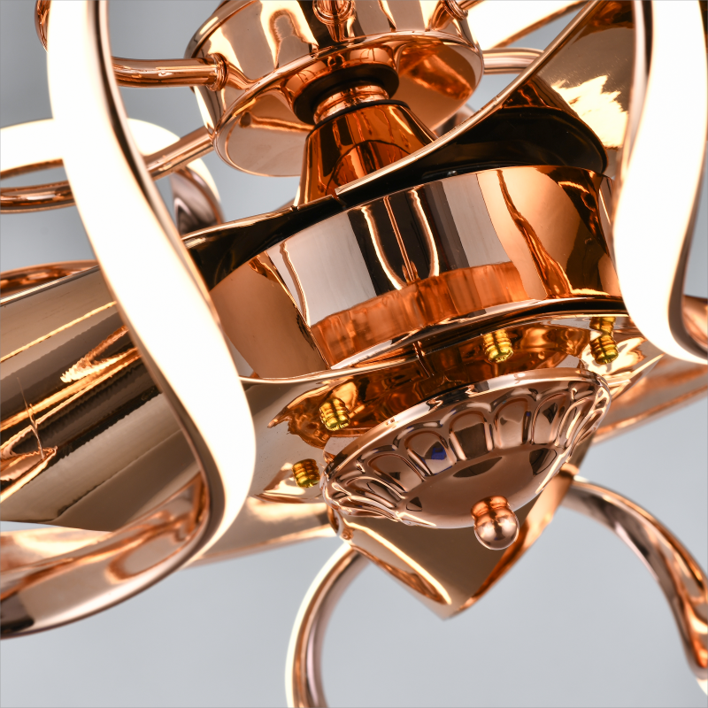 BL-19215 22" 3 Pcs Pc Rose Gold Indoor Ceiling Fan With Led Lights