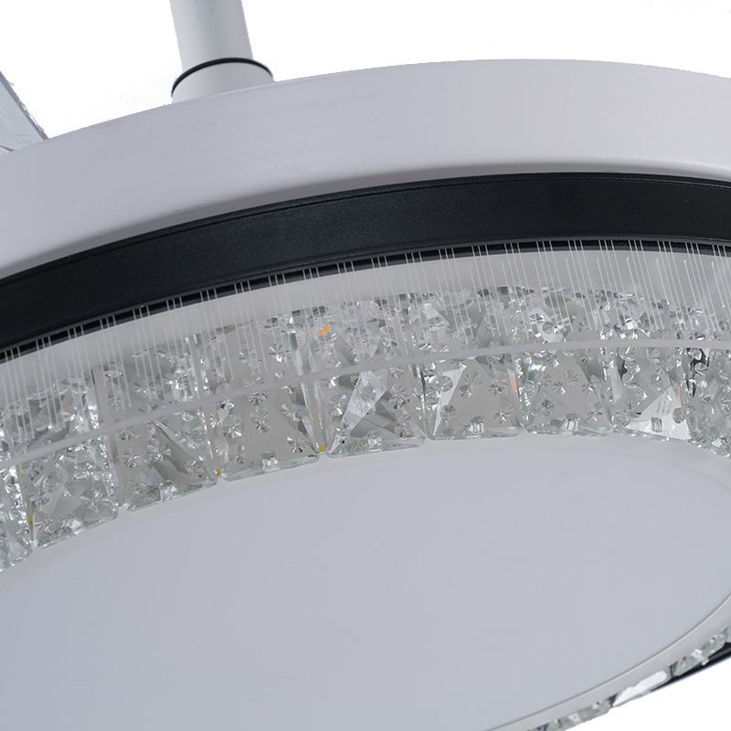 BL-2957 48" 4 Pcs Pc White+Black Best Warm White Light Ceiling Fan With Led Light