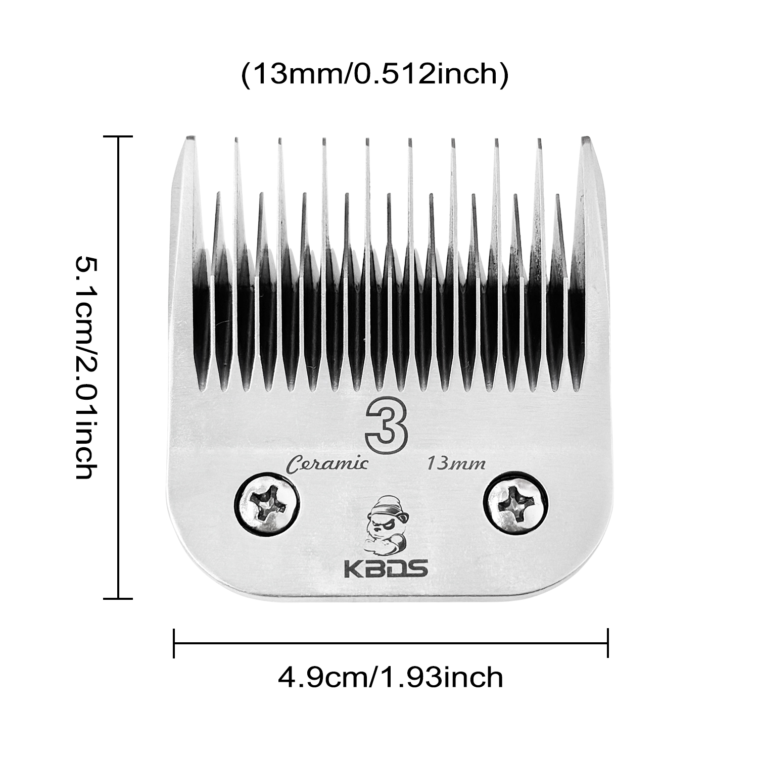 KBDS Detachable A Series 3 13mm Skip Tooth Blades for Dog Grooming Cut Length 1/2"