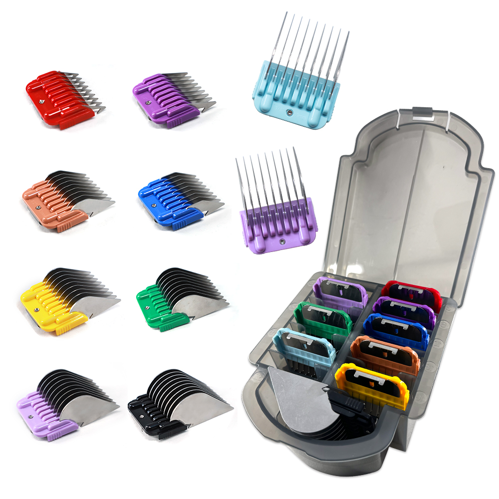 KBDS Animal Stainless Steel Attachment 9 Colors Guide Comb Set 