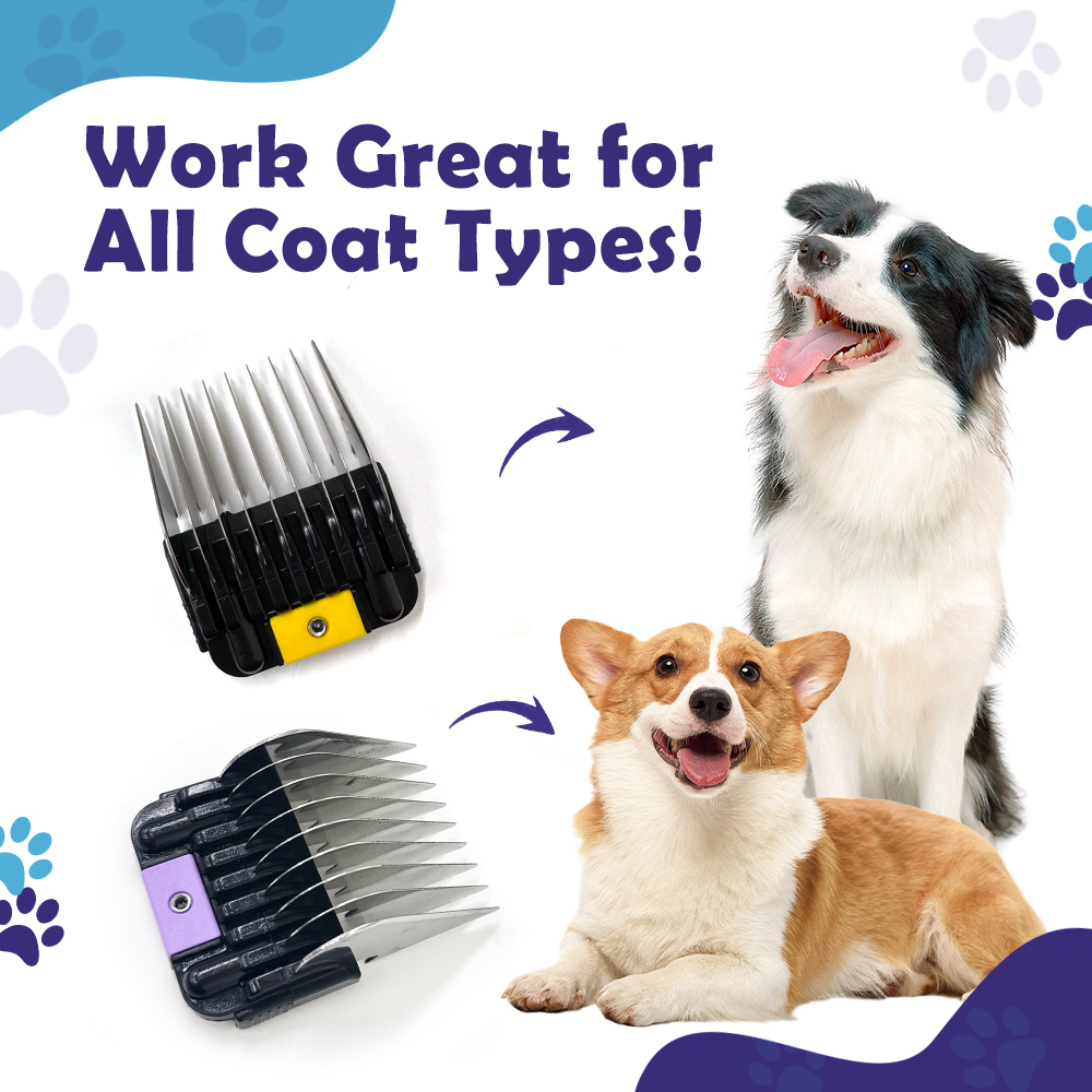 KBDS Professional Animal Stainless Steel 8 Colors Comb Set for A5-style Detachable Blade Clippers