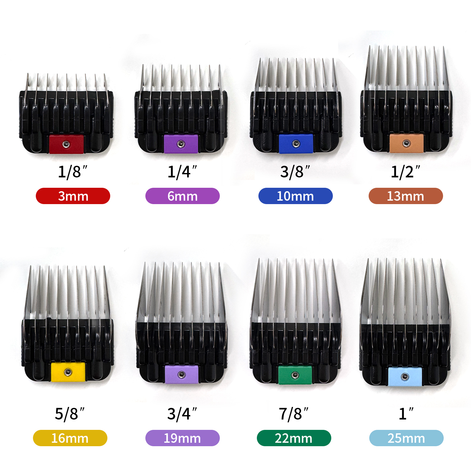 KBDS Professional Animal Stainless Steel 8 Colors Comb Set for A5-style Detachable Blade Clippers
