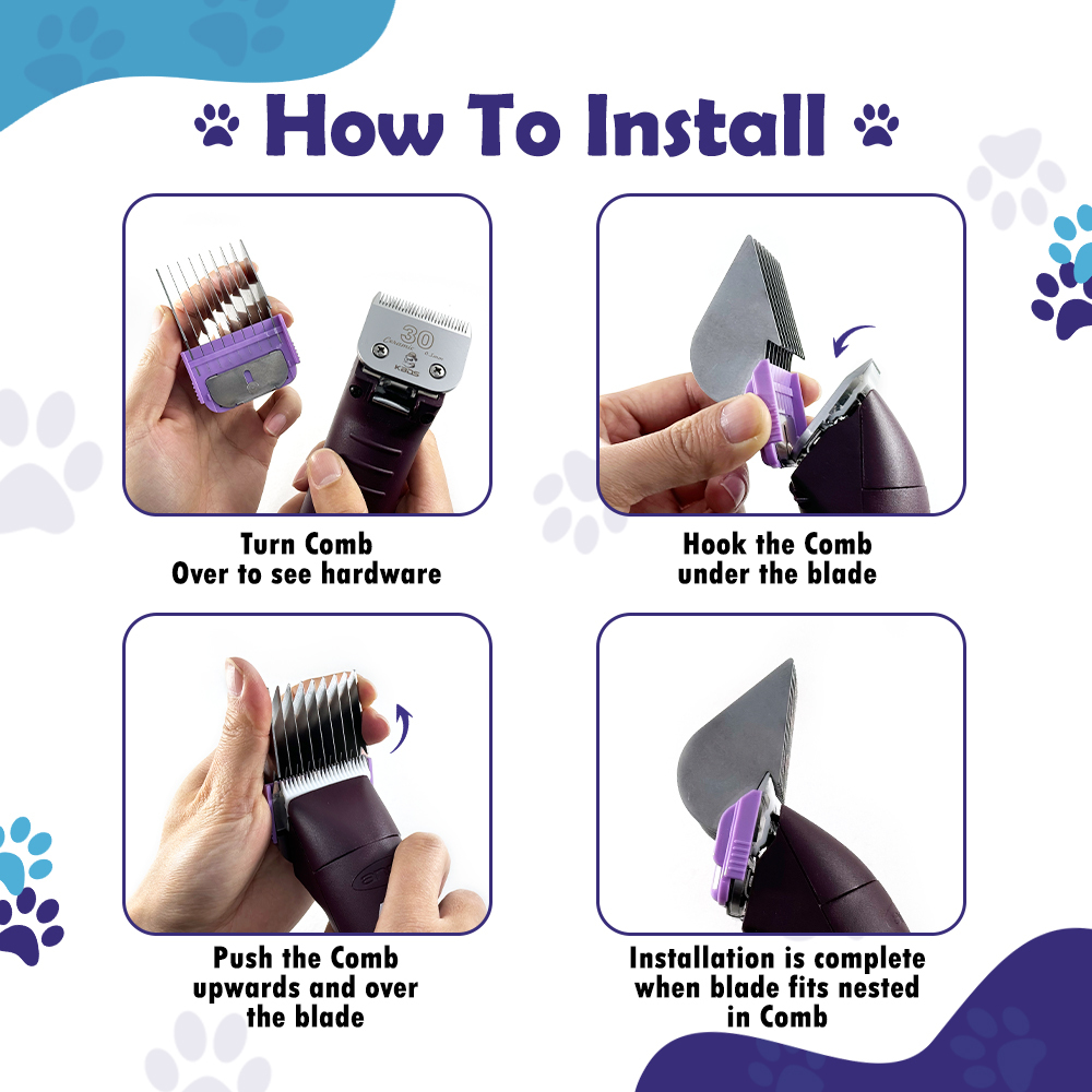 KBDS Professional Animal Stainless Steel 8 Colors Comb Set for A5-style Detachable Blade Clippers