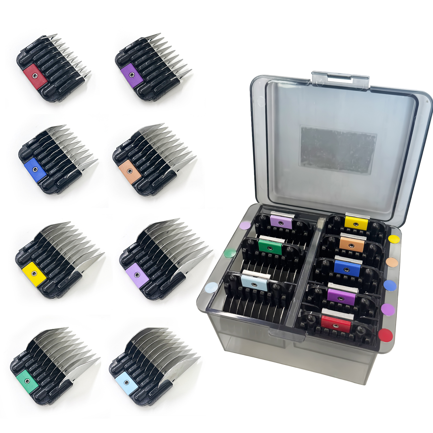 KBDS Professional Animal Stainless Steel 8 Colors Comb Set for A5-style Detachable Blade Clippers
