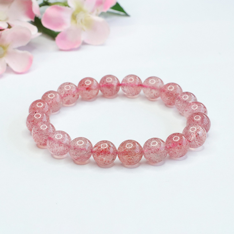 天然草莓晶手串水晶手链彩宝