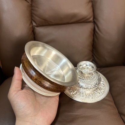布達拉宮文化藏族風蓋碗白銅鍍銀蓋碗