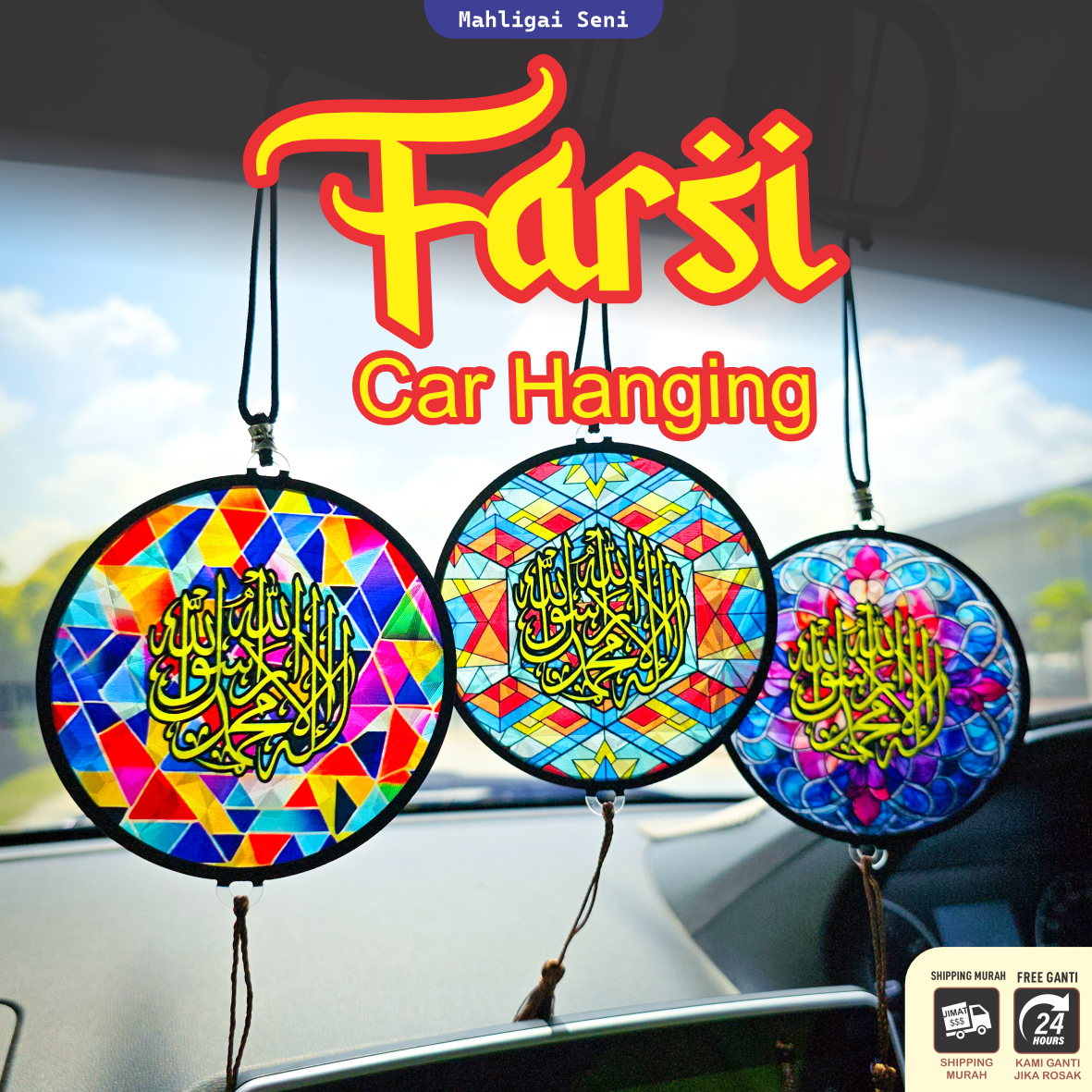 FARSI CAR HANGING 3D Khat Cantum