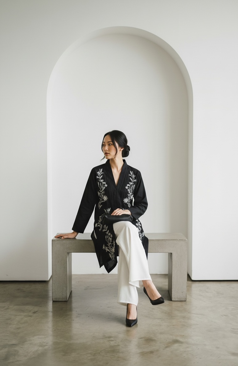 LIORA Embroidery Long Top