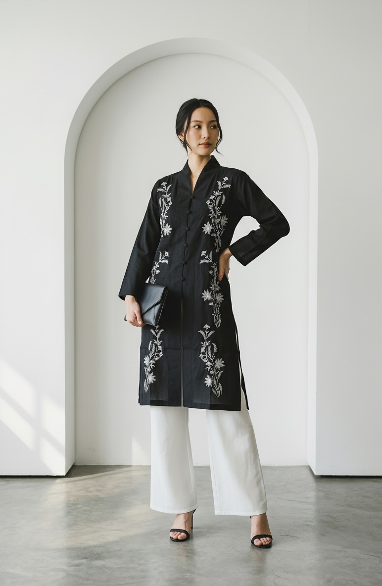 LIORA Embroidery Long Top