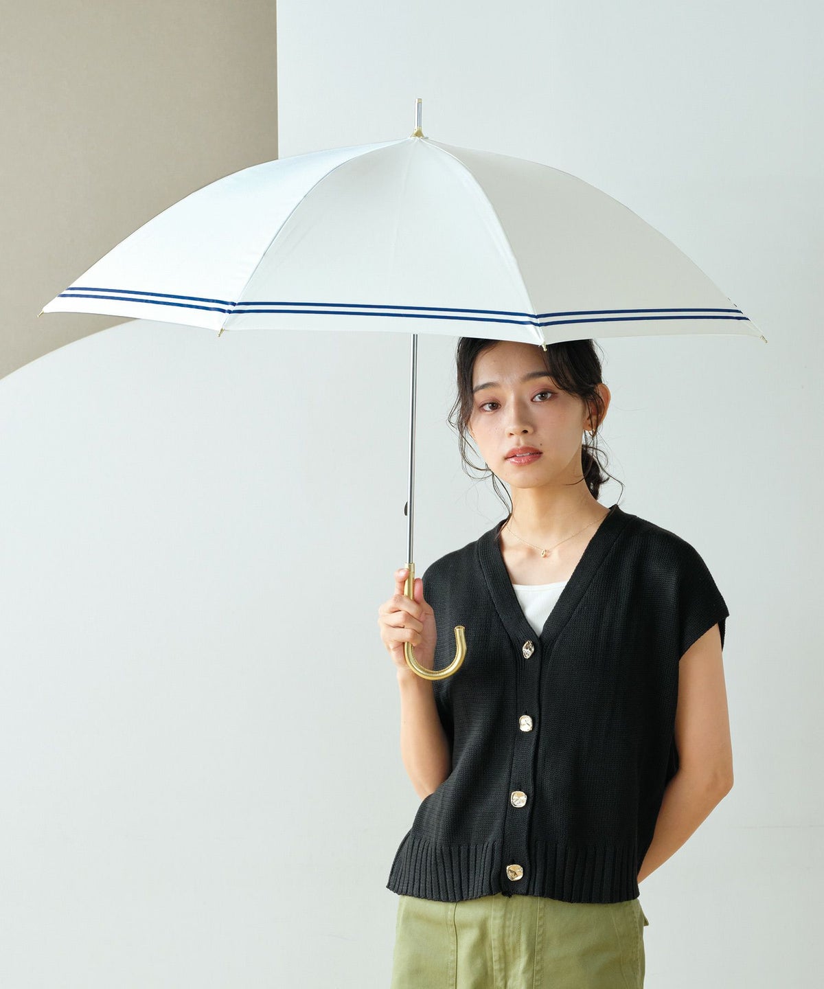 LB｜【SAILOR】UPF50+・100%UV CU・COOLING・LIGHTWEIGHT Long Parasol — Off-White (Dia:86cm) (300g)