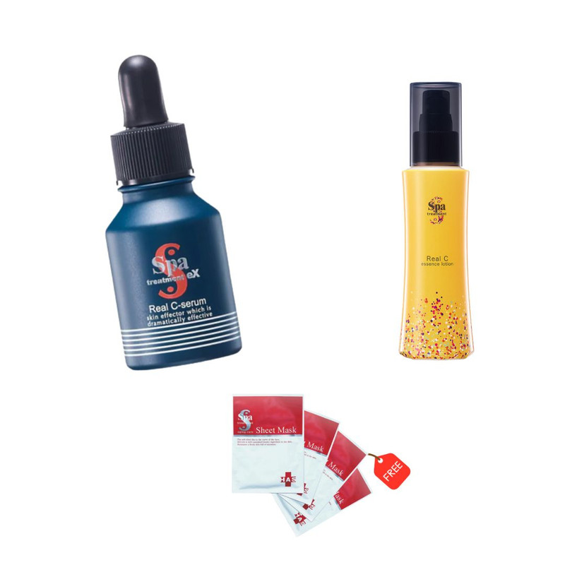 CLE | Real C Serum 18ml＋Spa Treatment Real C Essence Lotion(100ml)[Free:Has Sheet Mask (4 Pieces, Value: $31)]
