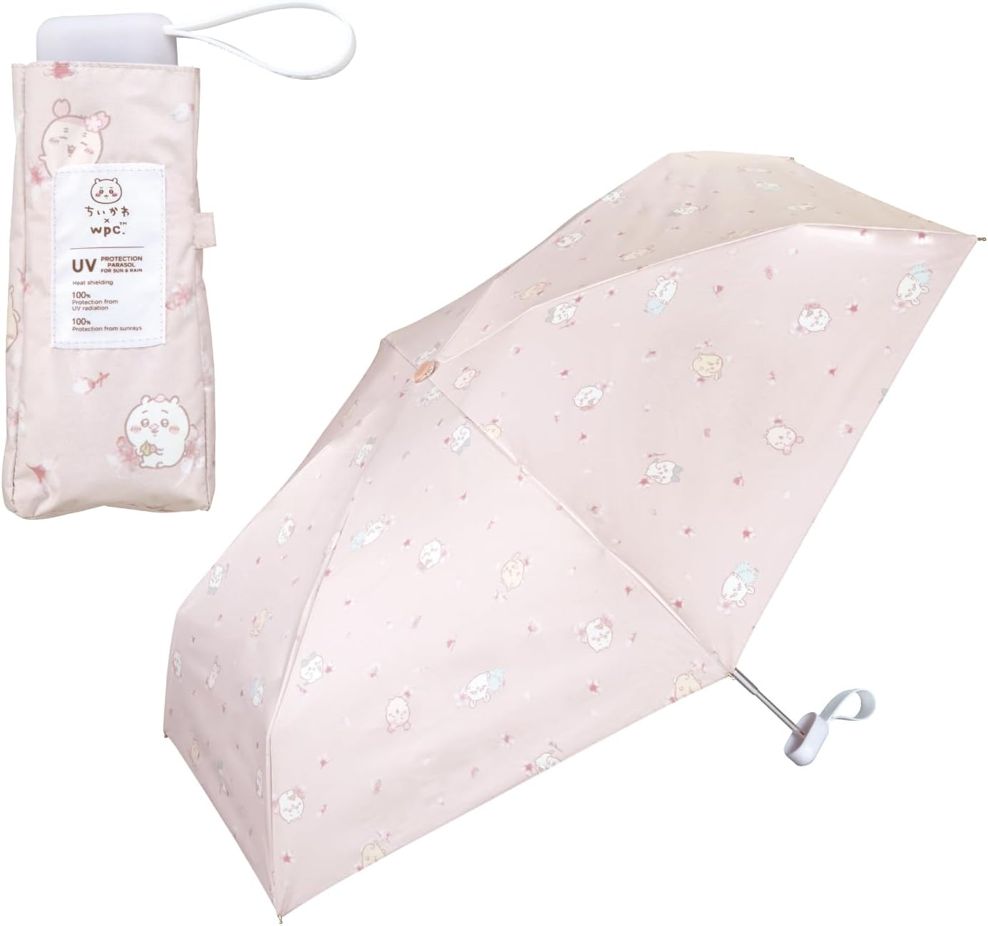 MB｜【MINI 17cm】UPF50+・100%UV CUT・COOLING Foldable Parasol — Chikawa/Pink (Dia:88cm) (215g)