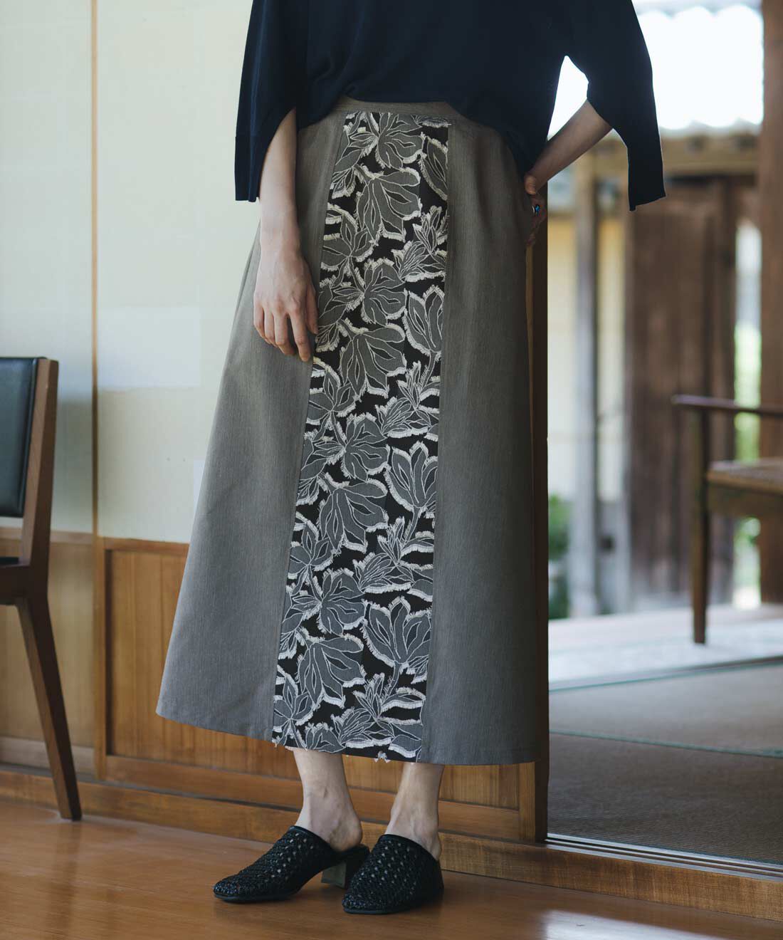 M1｜Banshu-Ori Jacquard Skirt - Sumi