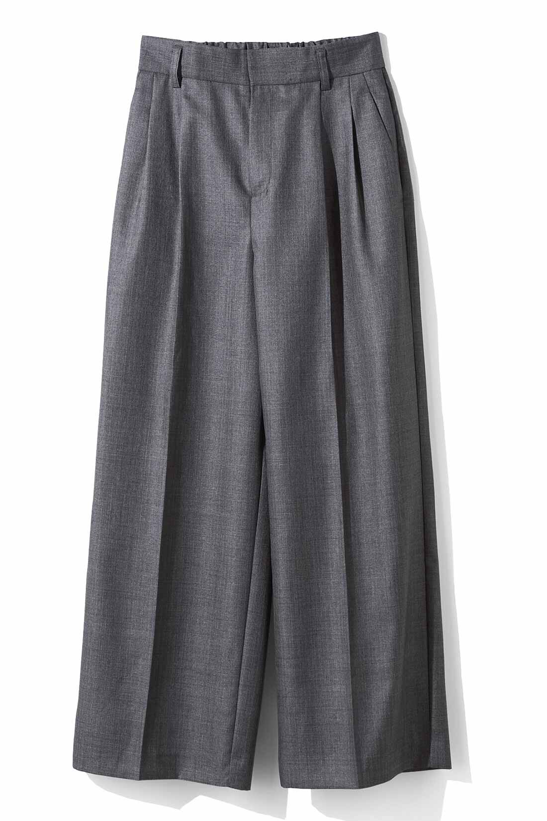 F1｜Sharkskin Wide Trousers - Silver Charcoal Gray