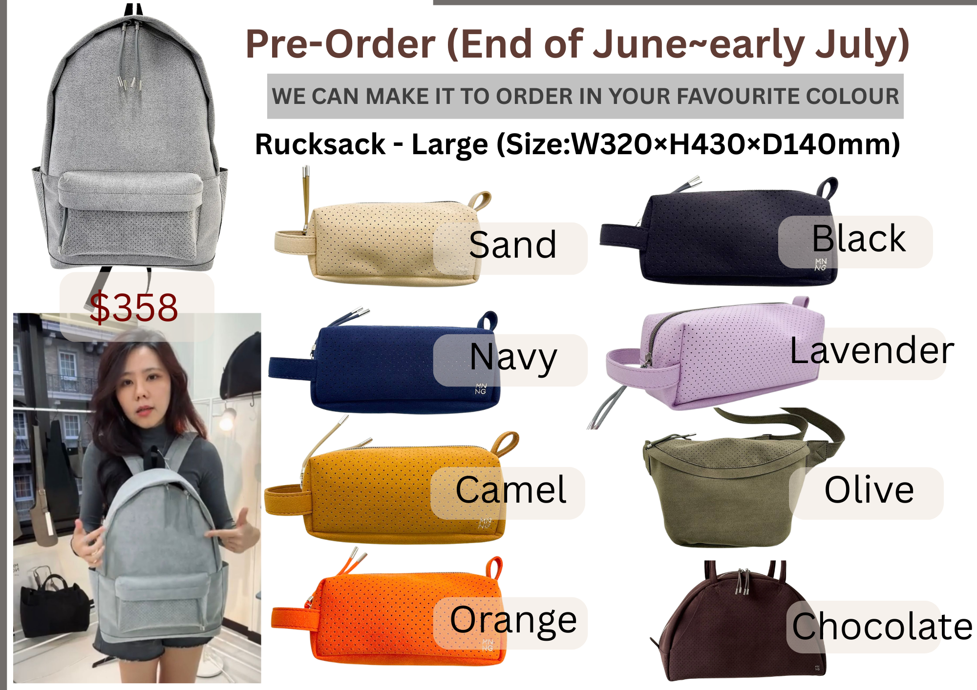 RR1 | [Pre-Order: end June- early July, ] Rucksack - Large (Size:Ｗ320×H430×D140mm)