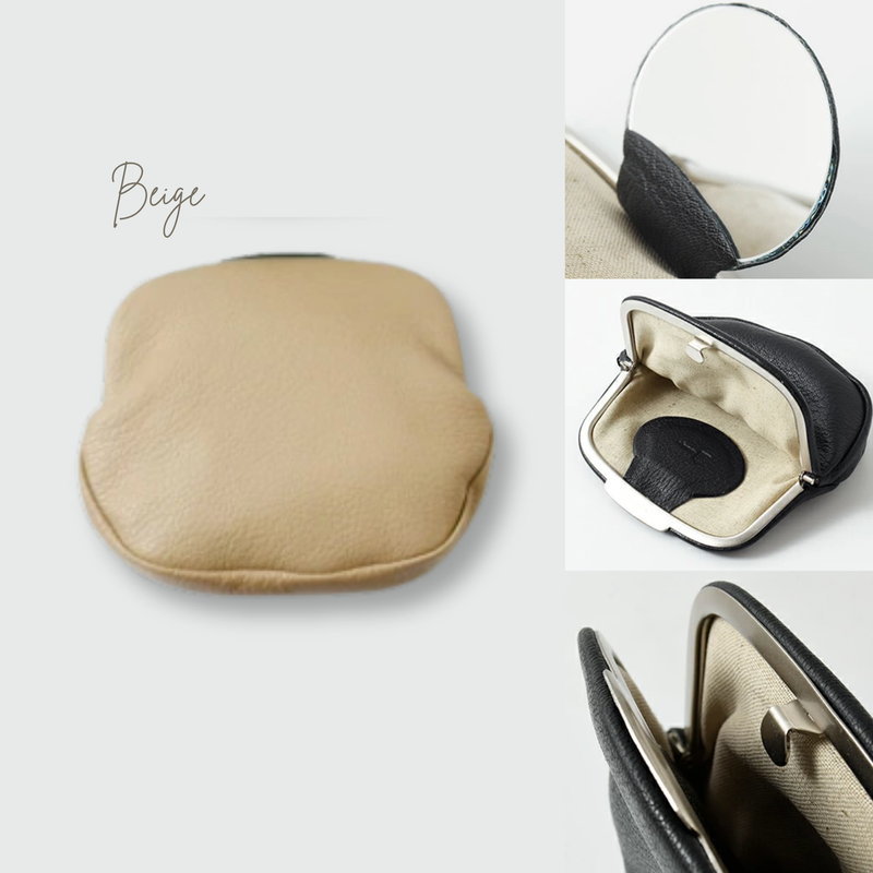 MM4BE | Goat-skin Mirror Pouch Mini (Beige) (Size:W140xH110xD20mm ,80g)