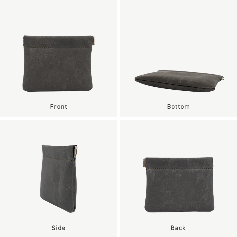 C11 | [Cowhide]Spring-Loaded Mini Pouch - (W11.5xH9cm)