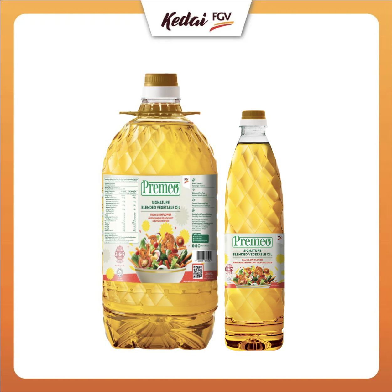 PREMEO Signature Blended Vegetable Oil : Palm Oil + Sunflower 1L & 3L
