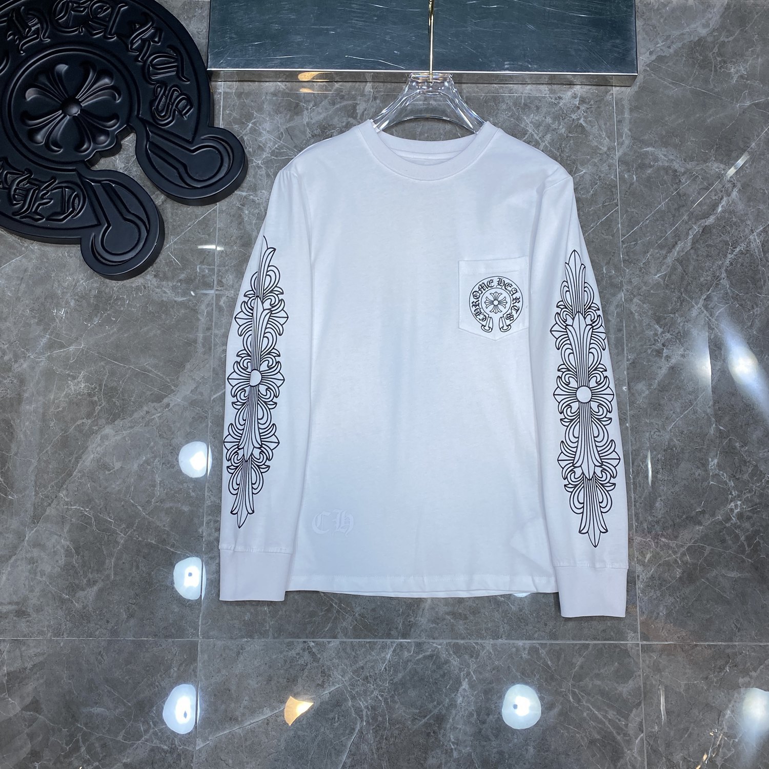 クロムハーツ   長袖 Tシャツ サンスクリット ロンT クルーネック シンプル ファッション ゆったり トップス