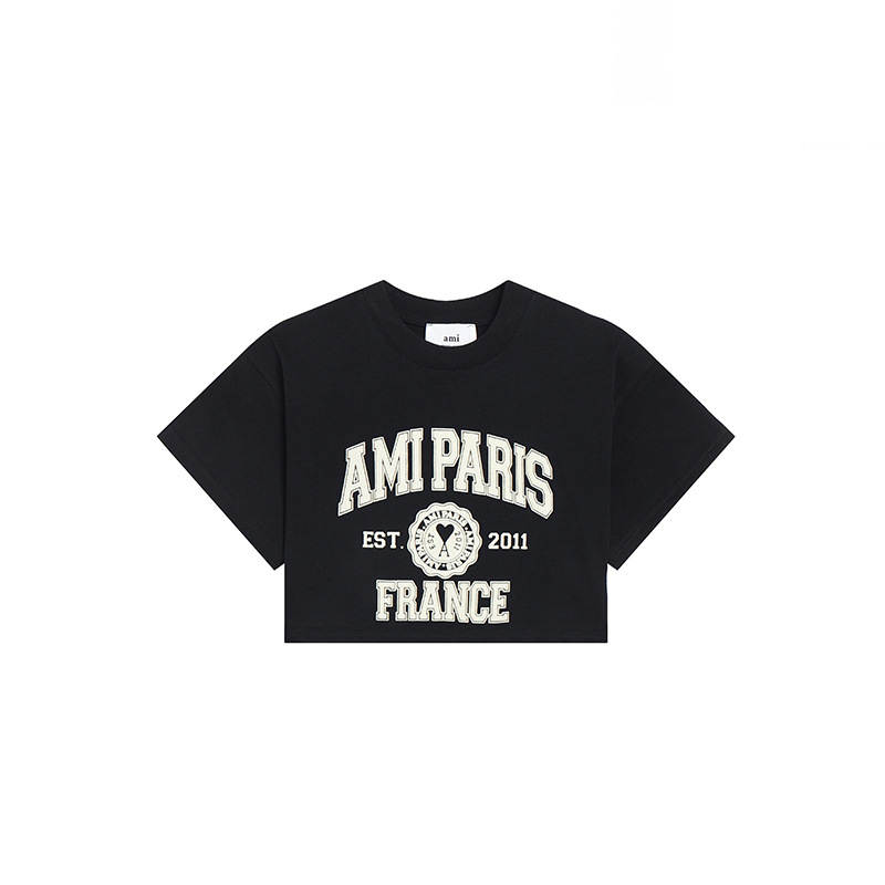 アミ・パリス de Coeur 刺繍 半袖Tシャツ  G00P5 15色兼用 男女兼用 レディース メンズ