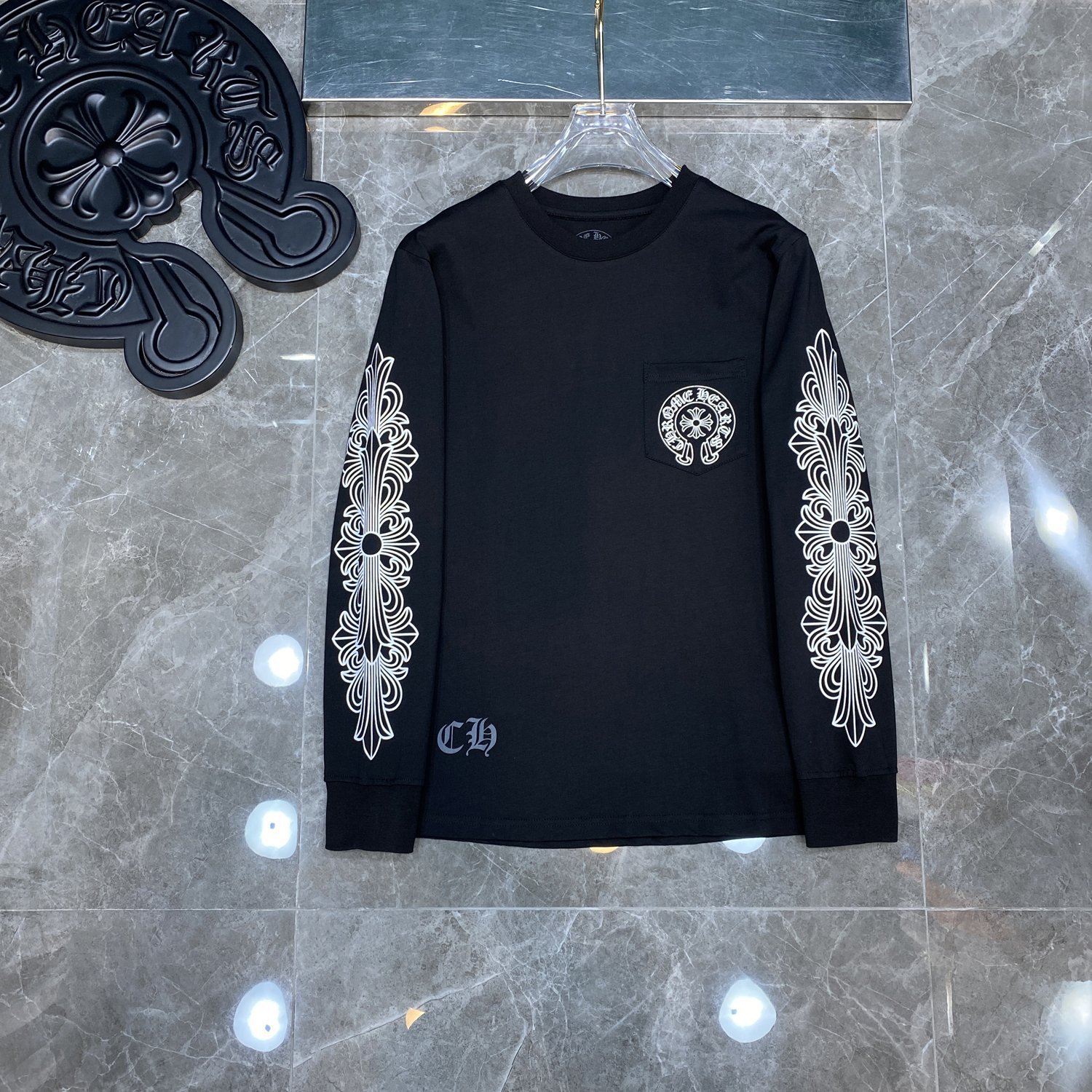 クロムハーツ   長袖 Tシャツ サンスクリット ロンT クルーネック シンプル ファッション ゆったり トップス