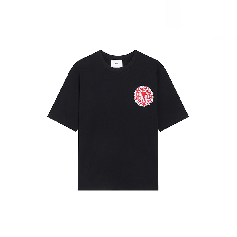 アミ・パリス de Coeur 刺繍 半袖Tシャツ  G00P5 15色兼用 男女兼用 レディース メンズ
