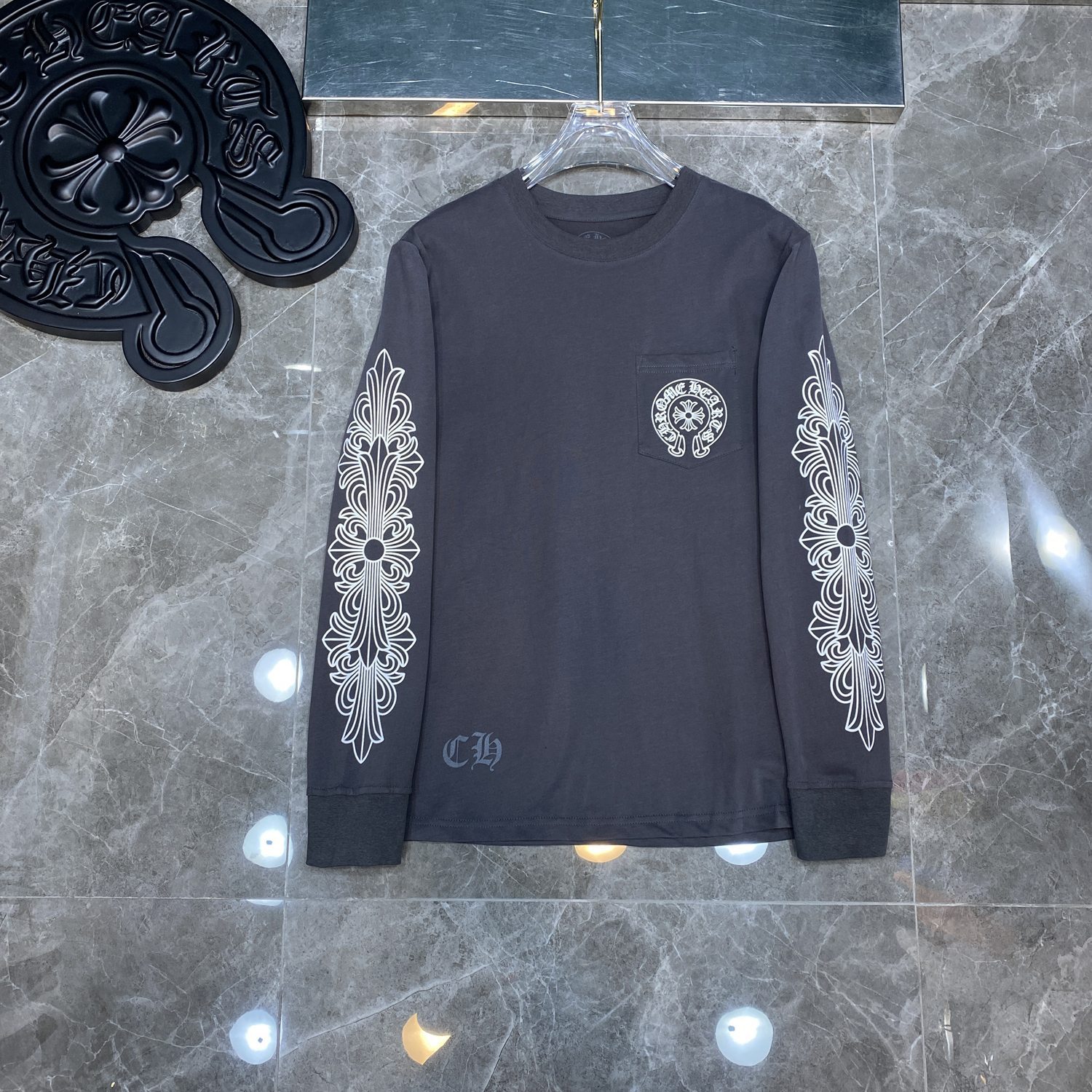 クロムハーツ   長袖 Tシャツ サンスクリット ロンT クルーネック シンプル ファッション ゆったり トップス