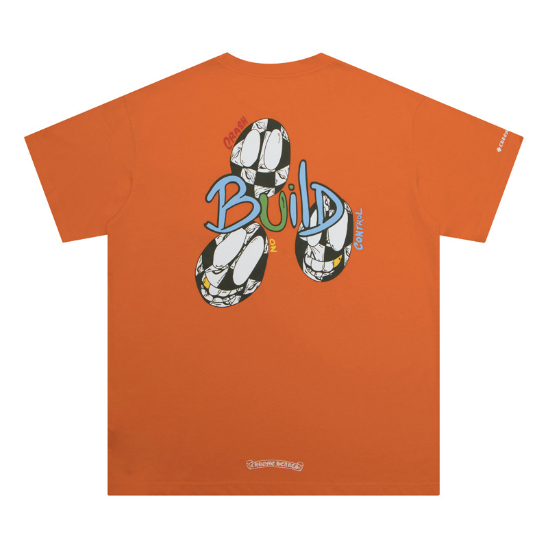 クロムハーツ  半袖 Tシャツ プリント Tシャツ カラフル クルス コットン 柔らかい クルーネック 男女兼用