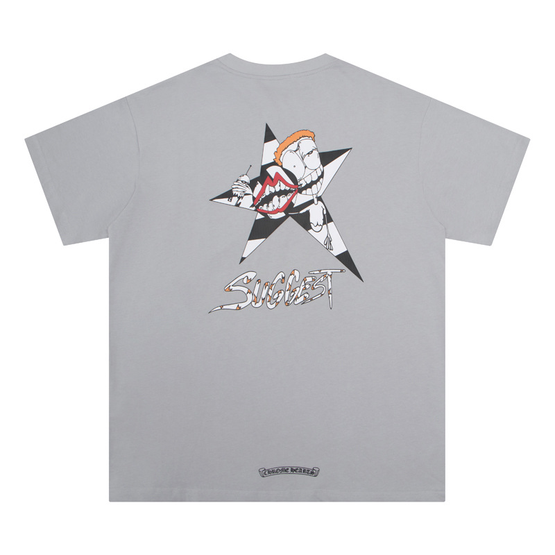 クロムハーツ  半袖 Tシャツ プリント Tシャツ カラフル クルス コットン 柔らかい クルーネック 男女兼用