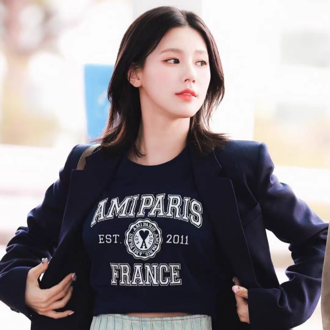 アミ・パリス de Coeur 刺繍 半袖Tシャツ  G00P5 15色兼用 男女兼用 レディース メンズ