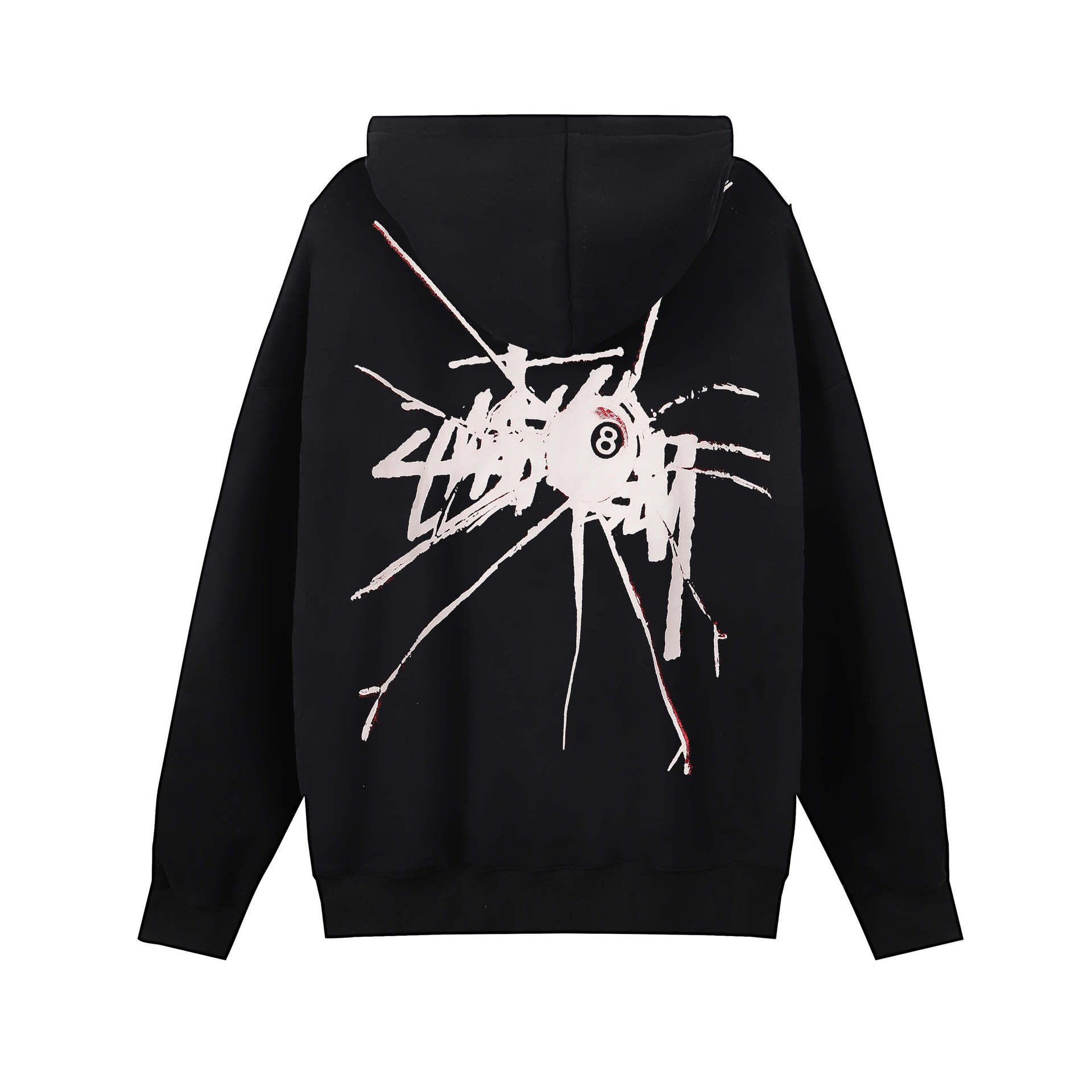 Stussy ブラック フード付きパーカー L