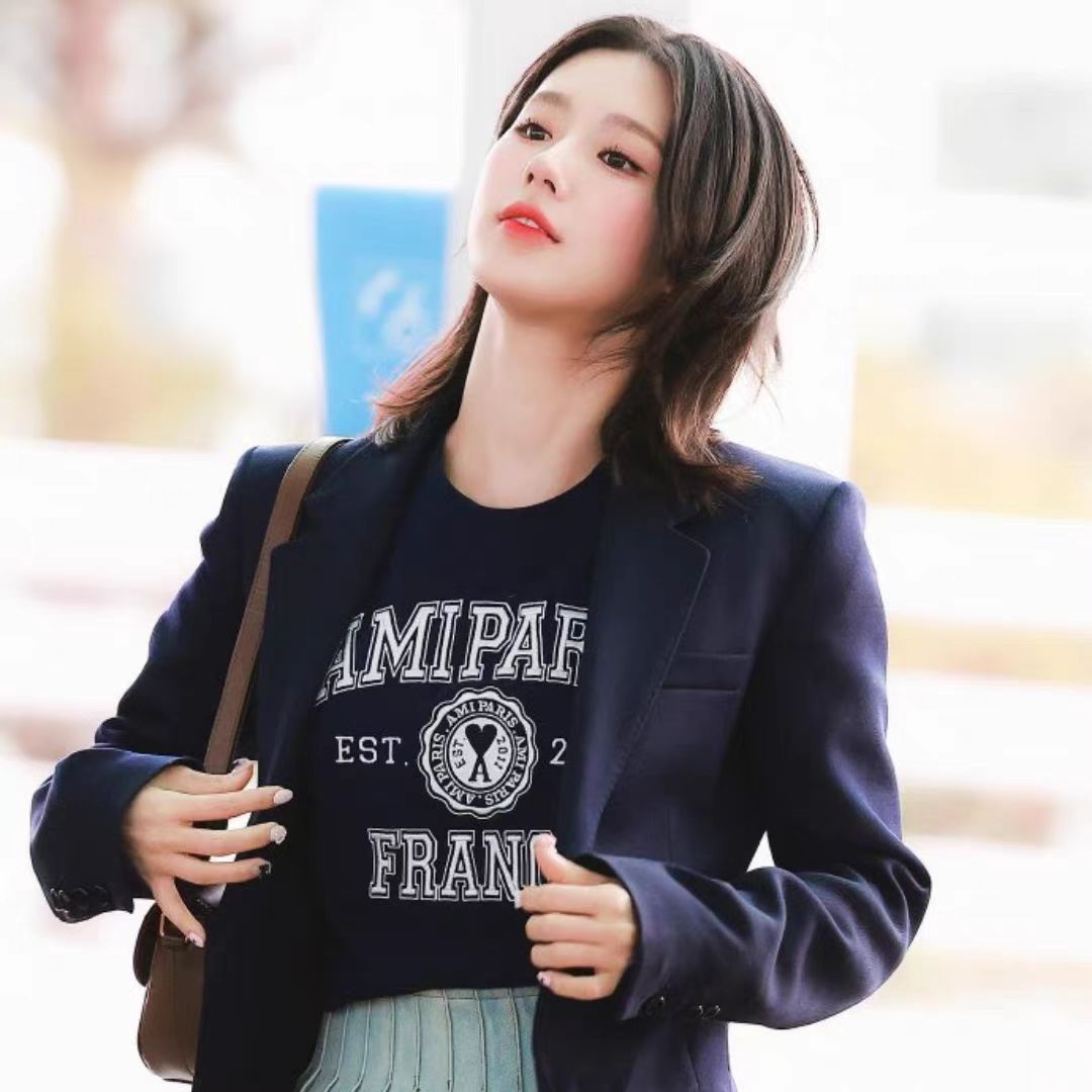 アミ・パリス de Coeur 刺繍 半袖Tシャツ  G00P5 15色兼用 男女兼用 レディース メンズ