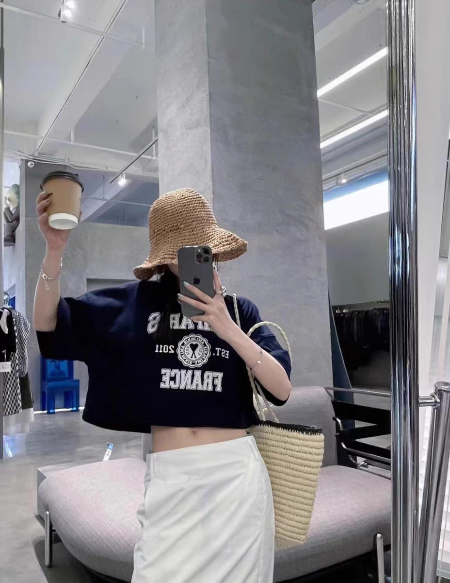 アミ・パリス de Coeur 刺繍 半袖Tシャツ  G00P5 15色兼用 男女兼用 レディース メンズ