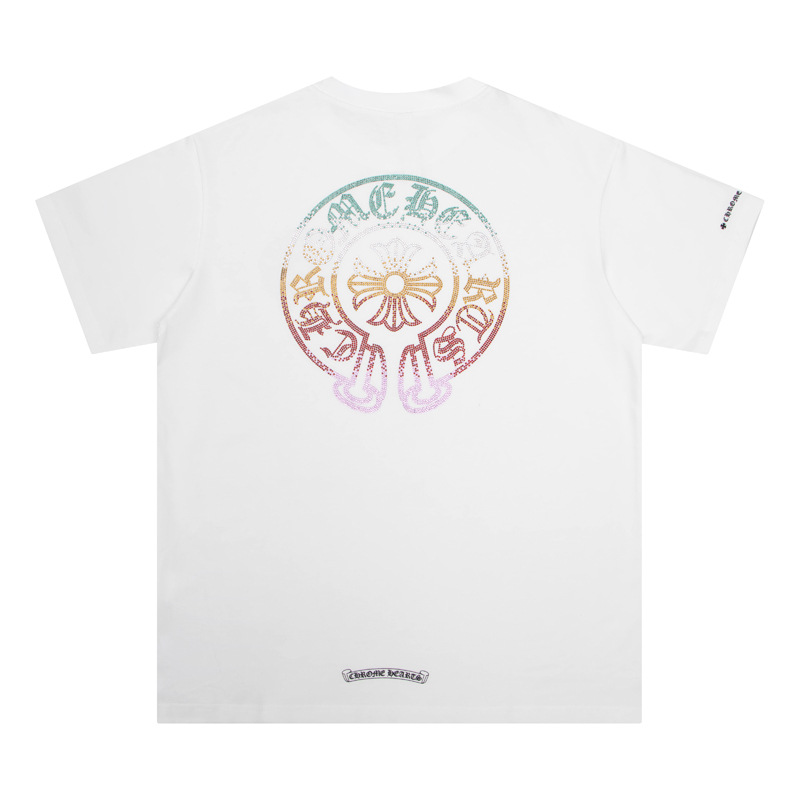 クロムハーツ  半袖 Tシャツ プリント Tシャツ カラフル クルス コットン 柔らかい クルーネック 男女兼用