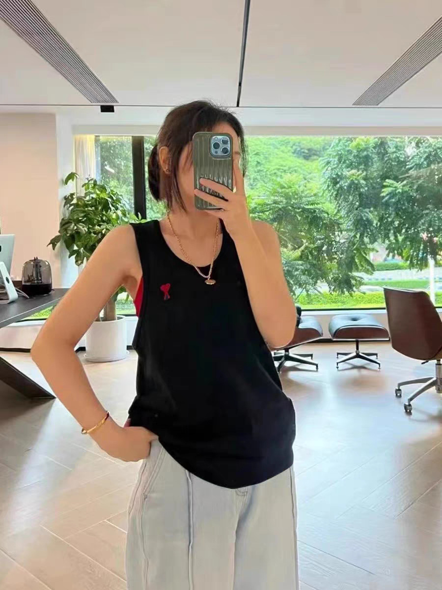 アミ・パリス de Coeur 刺繍 半袖Tシャツ  G00P5 15色兼用 男女兼用 レディース メンズ