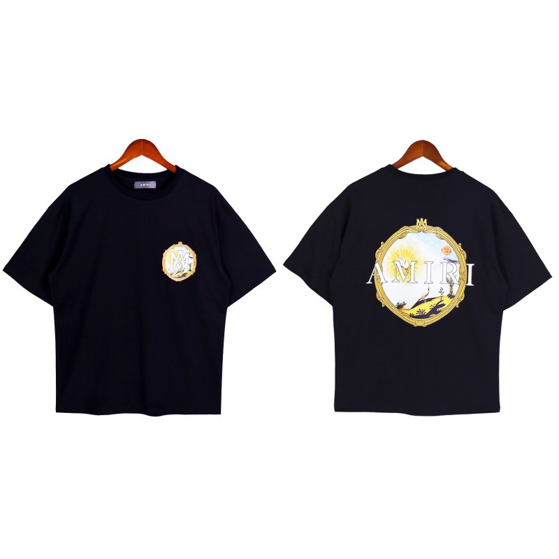アミリ 軽量で快適 シンプルデザインの半袖Tシャツ 男女兼用 2色兼用 レディース メンズ  2170