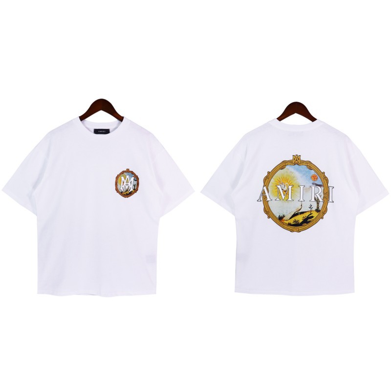 アミリ 軽量で快適 シンプルデザインの半袖Tシャツ 男女兼用 2色兼用 レディース メンズ  2170