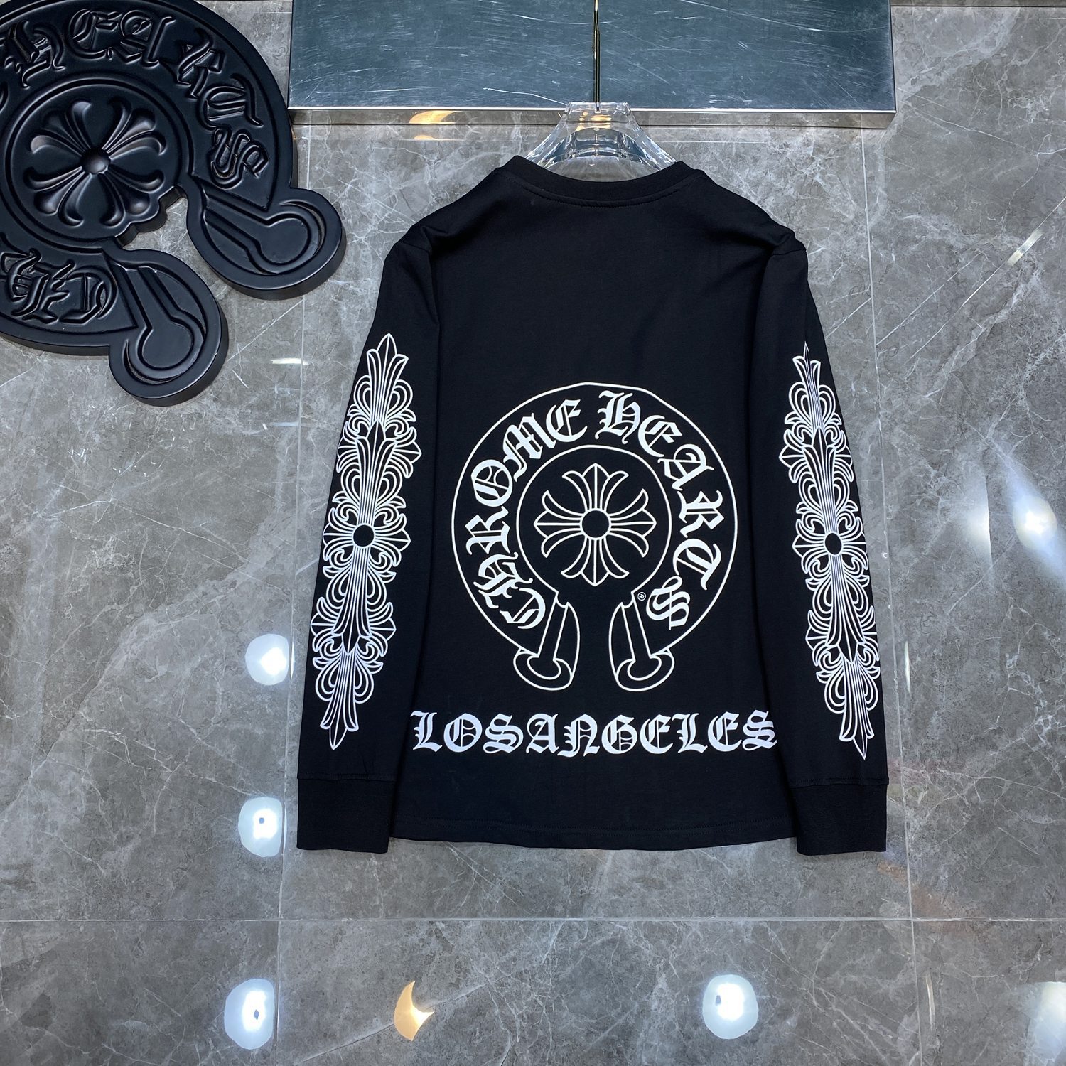 クロムハーツ   長袖 Tシャツ サンスクリット ロンT クルーネック シンプル ファッション ゆったり トップス