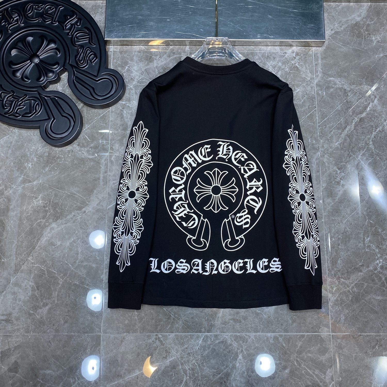 Chrome Hearts クロムハーツ 長袖 Tシャツ サンスクリット ロンT クルーネック シンプル ファッション ゆったり トップス